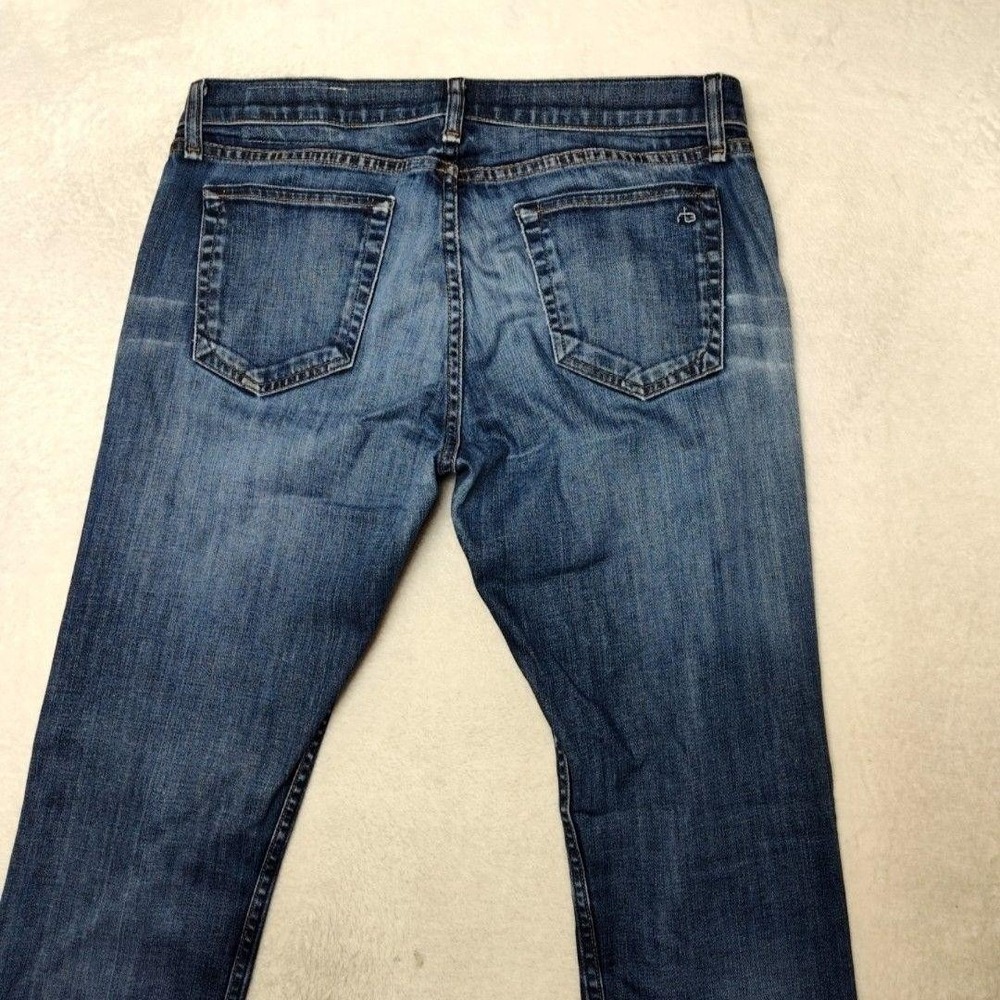 Rag & Bone Jeans Mens 32x34 Blue Slim Tapered Standard Distressed 5-Pocket HOLE - Picture 6 of 16